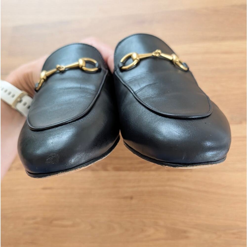 Gucci Princetown Leather Mule Loafer Slipper Womens EU 38/US 8 Black Italy Flat - Picture 2 of 12